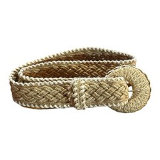 Women  s Woven Rope Belt With Braided Buckle Natural Tan 37  Minimalist