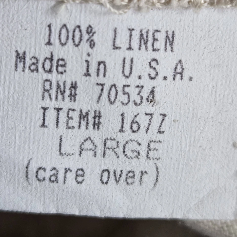 VINTAGE Orvis Women Button Up Shirt LARGE Brown USA Linen Crew Neck Front - Изображение 3 из 4