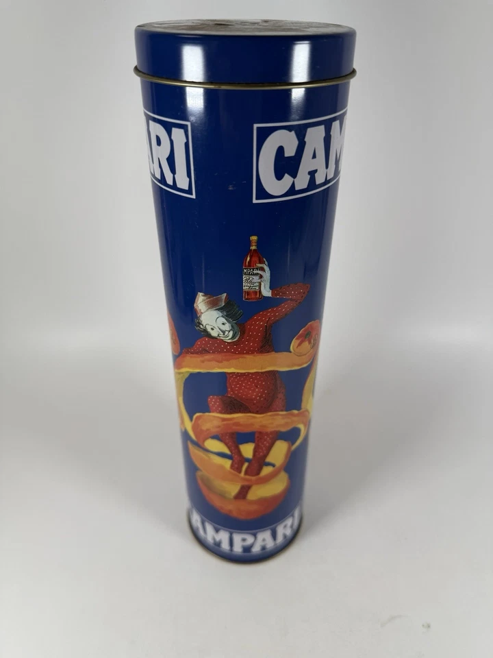 Vintage Campari Blue Tin Canister Italy Advertising 11.5” Collectible Barware - Image 3 of 4