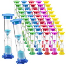 50 Pcs 2 Minute Sand Timer, Multicolor Plastic Sand Clock Timer, Mini Hourgla...