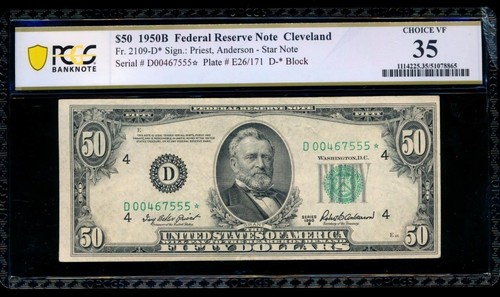 AC $50 1950B Cleveland FRN star note PCGS 35 Fr 2109-D*