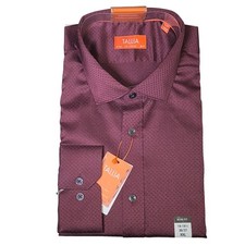 Tallia Men's Slim-Fit Dobby Dress Shirt - Burgundy 18-18.5 36-37 80