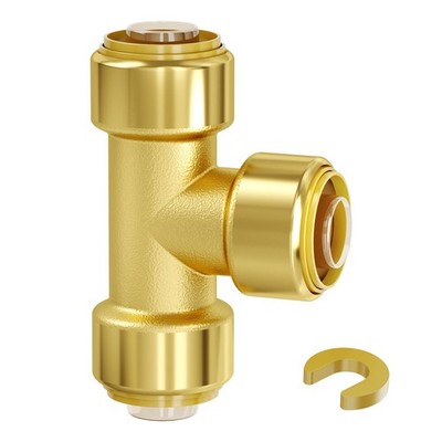 1/2'' Brass Push-Fit Tee Fittings 12PC, for PEX Copper CPVC Pipes