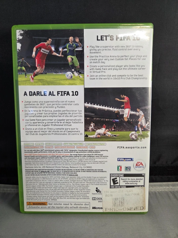 FIFA Soccer 10 Microsoft Xbox 360 Videojuego EA Sports 2010 Estuche Disco E-Todos Foto 4 de 4