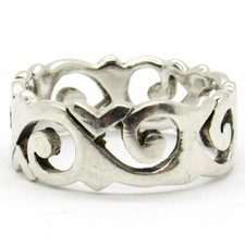 VINTAGE STERLING SILVER .925 FILIGREE SWIRL VICTORIAN STYLE BAND SIZE 8 RING