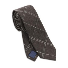 Cotton Ties for Men Plaid Striped Skinny Ties for Men Self-Tie Mens Brown Plaid
