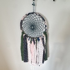 Handmade Dreamcatcher Wall Hanging with Fabric Strips, 33" x 14"