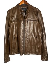 2014 Banana Republic Men s Brown Lambs Leather Motorcycle Jacket Size Large