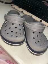 Crocs Bayaband Boys Shoes Slip On Sandals Clogs Size 2 J2 Kids Gray Blue White