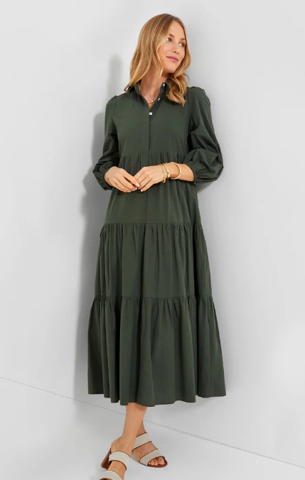 Tuckernuck Pomander Place Sedona Sage Mabel Maxi Dress Tiered Size S