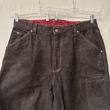 FUBU The Collection Mens Baggy Black Jeans 40x34 ROLL UP SKATER HIP HOP