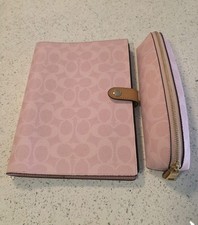 Coach 2026 Powder Pink Notebook Pencil Case Sig Canvas Leather UNRELEASED