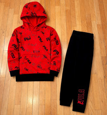 FILA Boys Red Hoodie Jogger Set Size 4 - Comfortable and Stylish, New with Tag