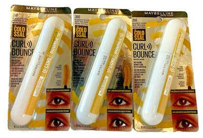 Lot of 3 Maybelline the Colossal Curl Bounce Mascara 350 Blackest Black 0.33 oz