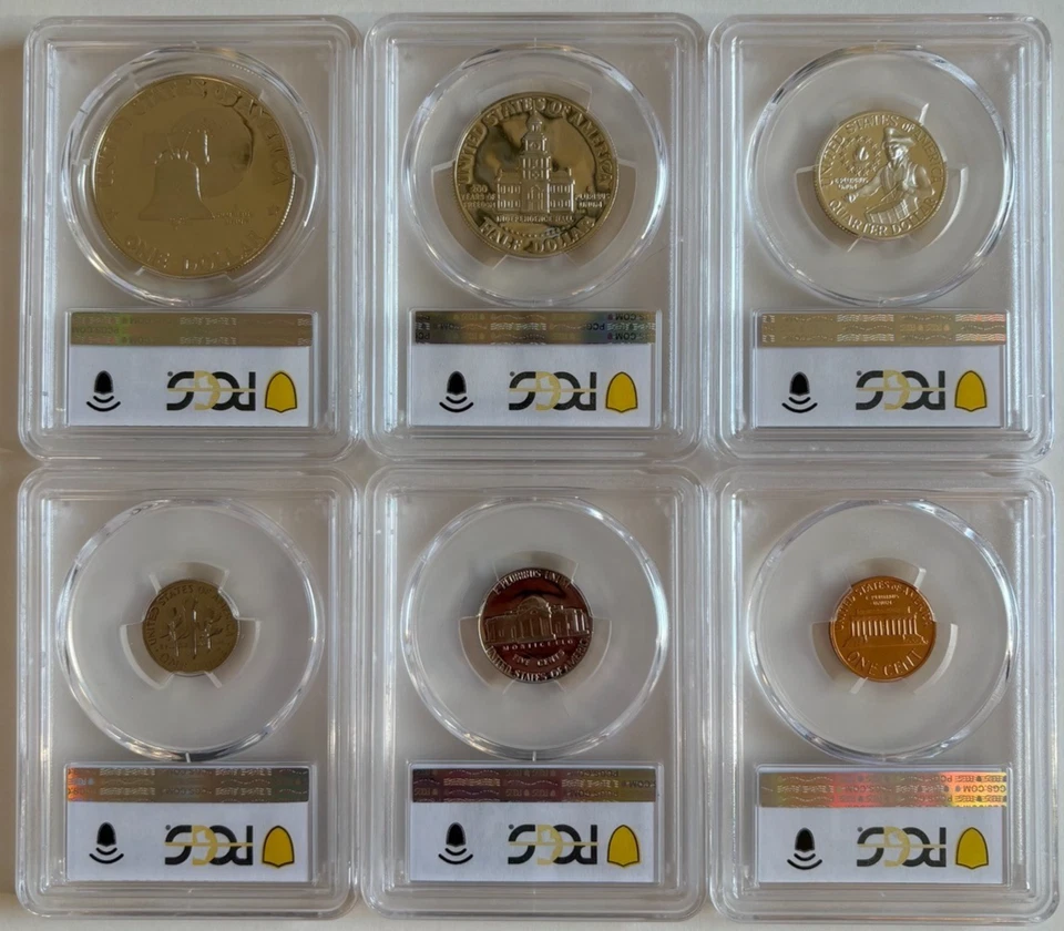 1976-S US 6 Coin PROOF SET~PCGS PR69DCAM~(SILVER~$1~50C~25C) & (CLAD~10C~5C~1C) - Image 2 of 4