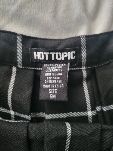 Hot Topic Black White Plaid Pleated Skirt Grommet Belt Skater Mini Goth Small - Bild 7 von 7