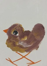 ACEO Original Painting, Bird Impressionism Oil Art, Emmer Plaxe, Animal Abstract