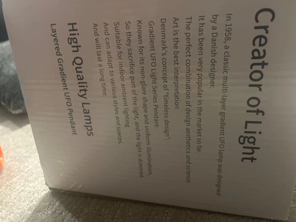 Colgante danés naranja colgante OVNI degradado en capas de luz Foto 2 de 3