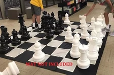 Giant 25" Tall King Black and White Set of Outdoor Chess Men Pieces NO Board