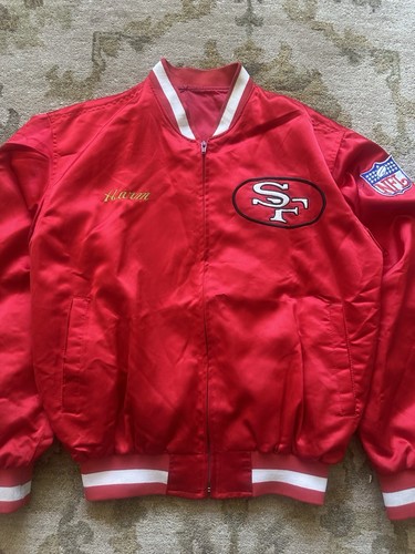 RARE Custom 70s 80s San Francisco 49ers Satin Bomber Jacket Full Zip Size XL - Picture 3 of 20