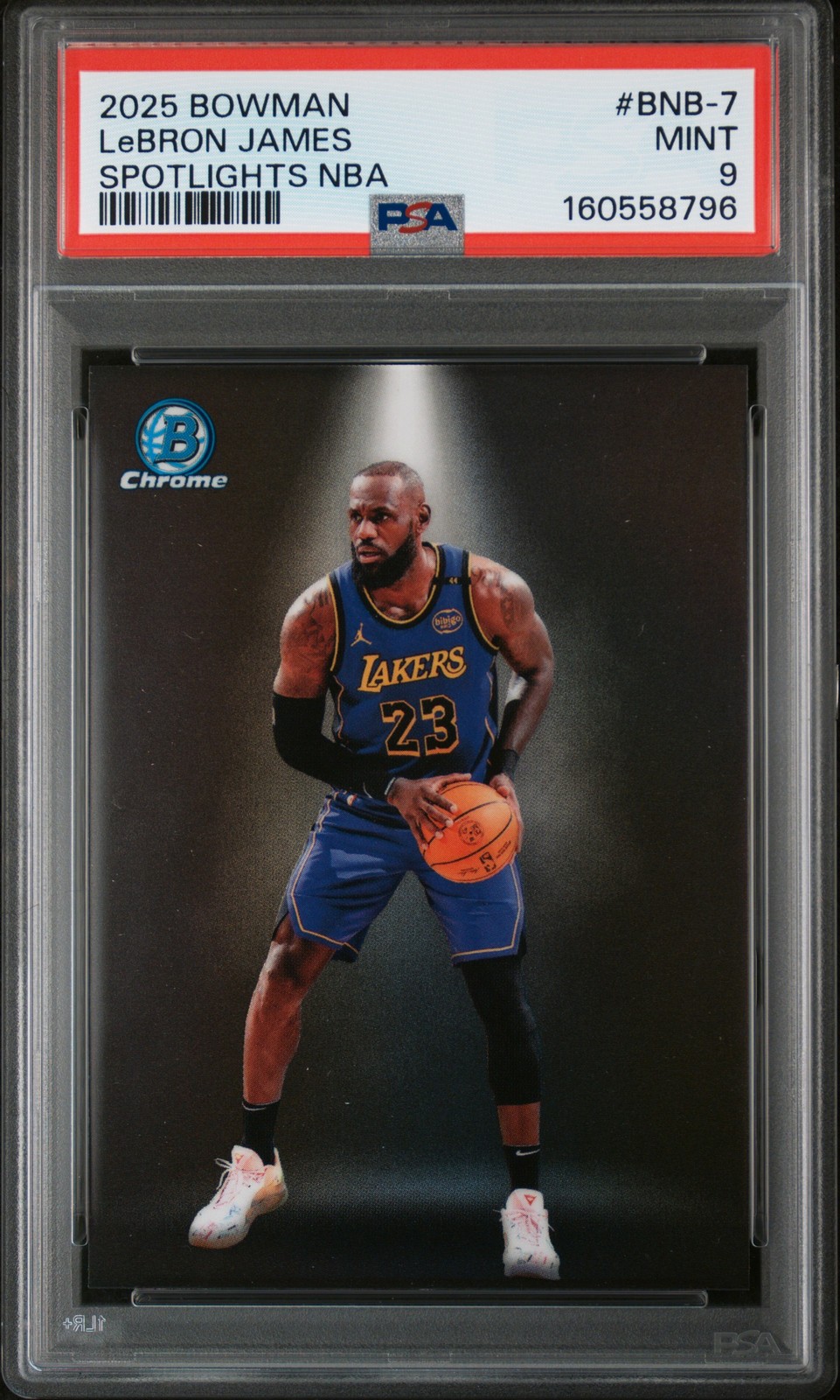 2025 BOWMAN CHROME SPOTLIGHTS NBA #BNB-7 LEBRON JAMES PSA 9