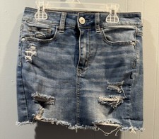Girls American Eagle Super Stretch Hean Skirt, Size 4 Blue Casual or Dressed