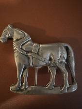 Vintage Pewter Horse Belt Buckle USA