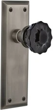 Nostalgic Warehouse New York Plate Single Dummy Crystal Black Glass Door Knob