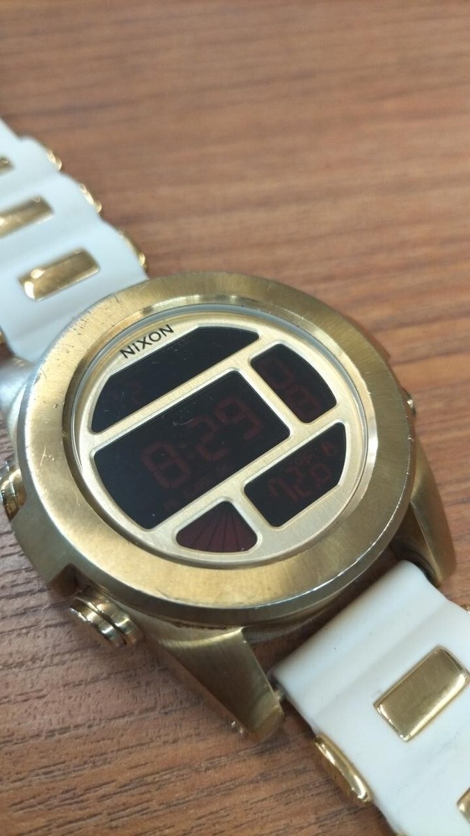 NIXON THE UNIT Quartz Unisex Watch Gold Bezel Black Dial Digital 