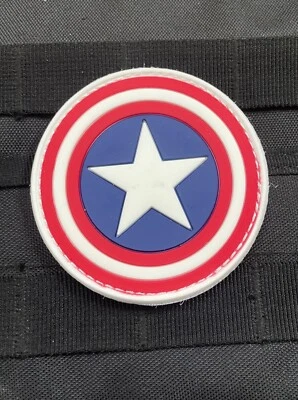 Captain America Shield Logo 3.25 INCH Rubber PVC Hook Loop Patch