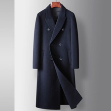 100 Wool Coat Men's Double Breasted Business Double-sided Cashmere Trench Coat