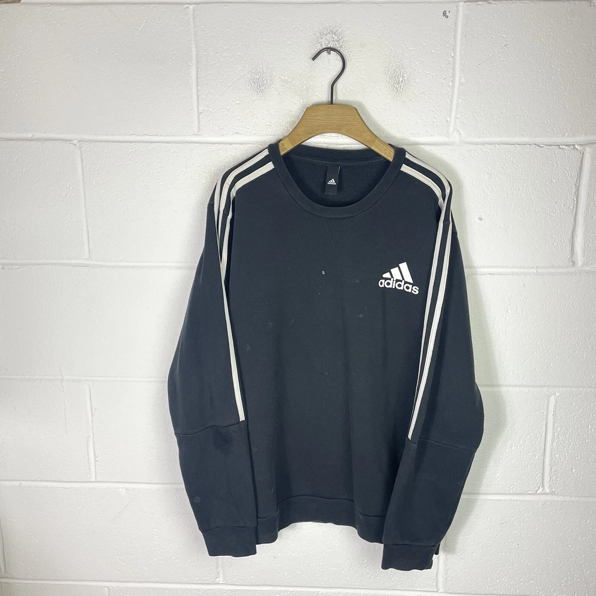 Adidas black and white crew neck sweatshirt Clearance