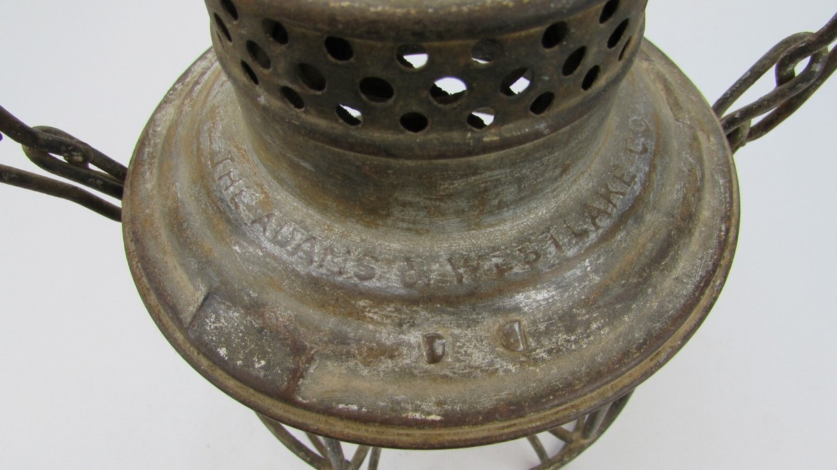 ANTIQUE ADAMS & WESTLAKE CO., S.P. CO. RAILROAD LANTERN WITH ANTIQUE ADAMS & WESTLAKE CO., S.P. CO. RAILROAD LANTERN WITH