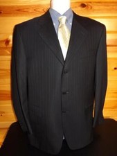 Canali Blue Label Italy Size 42R Navy Pinstriped Super 120s Wool Suit Jacket