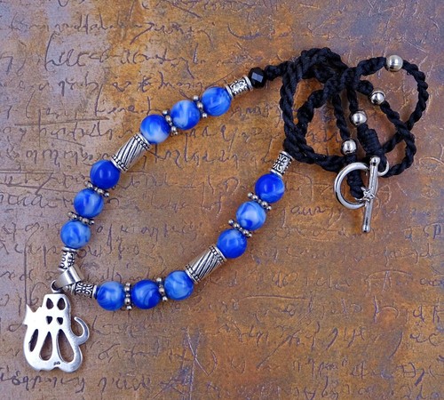 Allah Pendant Muslim Sterling Silver Pendant Beaded Macrame Necklace - Picture 3 of 4