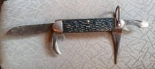 Vintage CAMCO KNIFE MADE IN USA MODEL 450 BLACK 4 BLADE VINTAGE FOLDING POCKET