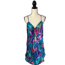 Vintage ROMANTIC MOODS Nightgown Baby Doll Nightie Floral SATIN USA Sz Medium