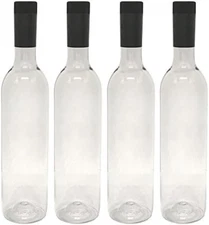 Nicebottles Plastic Wine Bottles & Screw Caps, Clear, 750Ml - Pack of 4