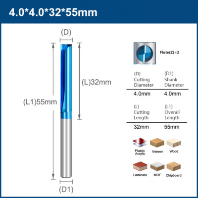 VHM Schaftfräser Für Holz PVC 2 Flöte Gerade Nut Fräser Für Oberfräse Fräßköpfe