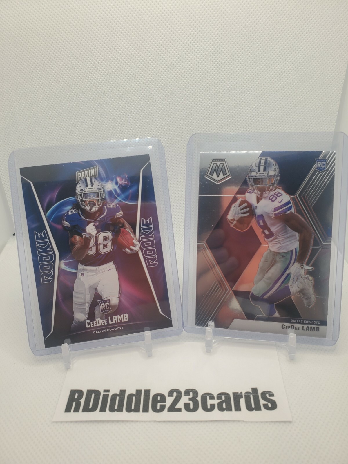 2 CARD LOT 2020 PANINI PLAYER OF THE DAY, MOSAIC CEEDEE LAMB ROOKIE #61 #207