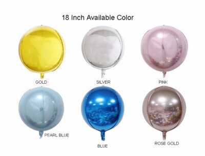 Brand New 18'' Sphere Orb Round Balloons Gold, Pink, Silver, Blue, Rose Gold