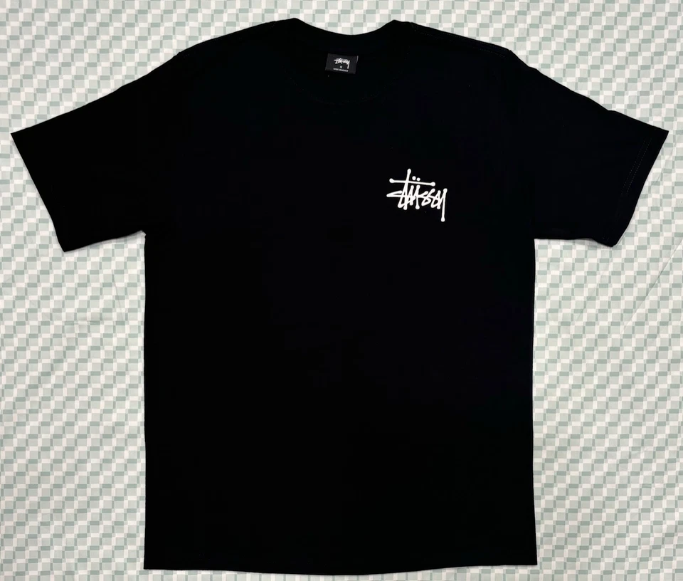 Camiseta negra con logotipo básico de Stussy para hombre talla S Foto 2 de 4