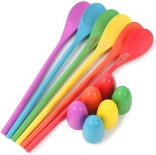 LovesTown 12 Pcs Wooden Egg Spoon Race Balance Game for Kids Easter Eggs Hunt