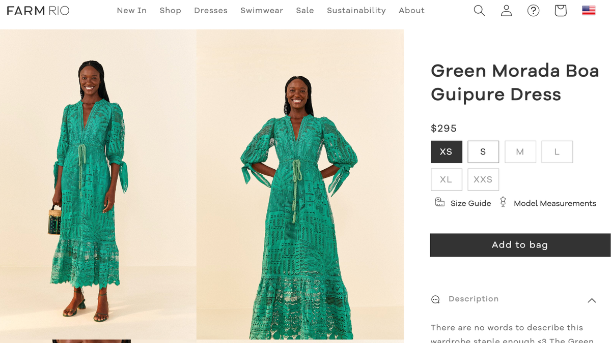 Farm Rio Green Morada Boa Guipure Dress, Green / S Farm Rio Green Morada Boa Guipure Dress, Green / S