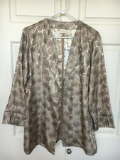 NEW with tags Chico's silvery jacket Mojave sand giraffe jacquard Sz Large 12-14