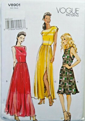 Very Easy Vogue Pattern V8901 Misses Side Slit Dress w/Pleated Skirt Sz  6~22 NEW | eBay