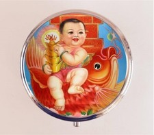 Chinese New Year Pill Box Case Pillbox Holder Trinket Happy Baby Koi