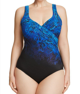Miraclesuit It's A Wrap schwarz türkis Badeanzug 10 Bügel gepolstert 10 Pfund leichter