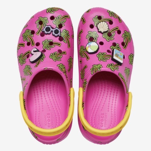 Crocs Cutie Crush Platform Clog Pink Beach Themed Womens Size 6  /  Juniors Sz 4