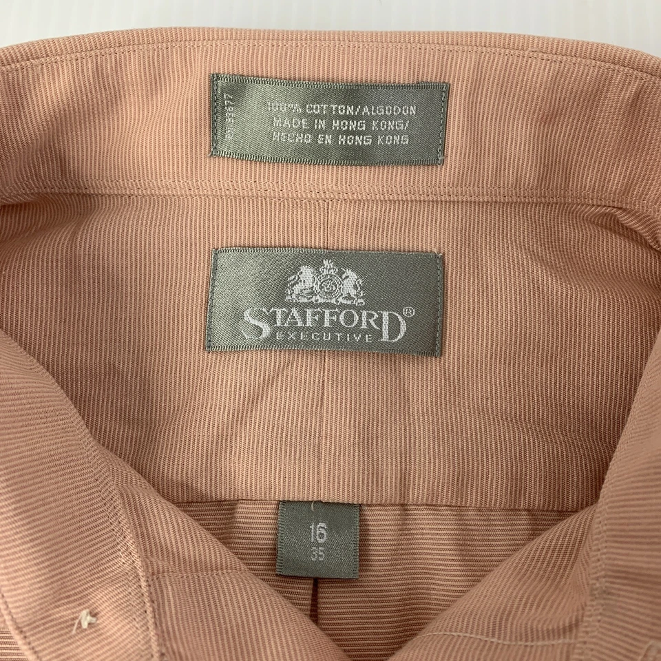 Camisa de vestir Stafford para hombre talla 16-36 melocotón manga larga  Foto 2 de 4